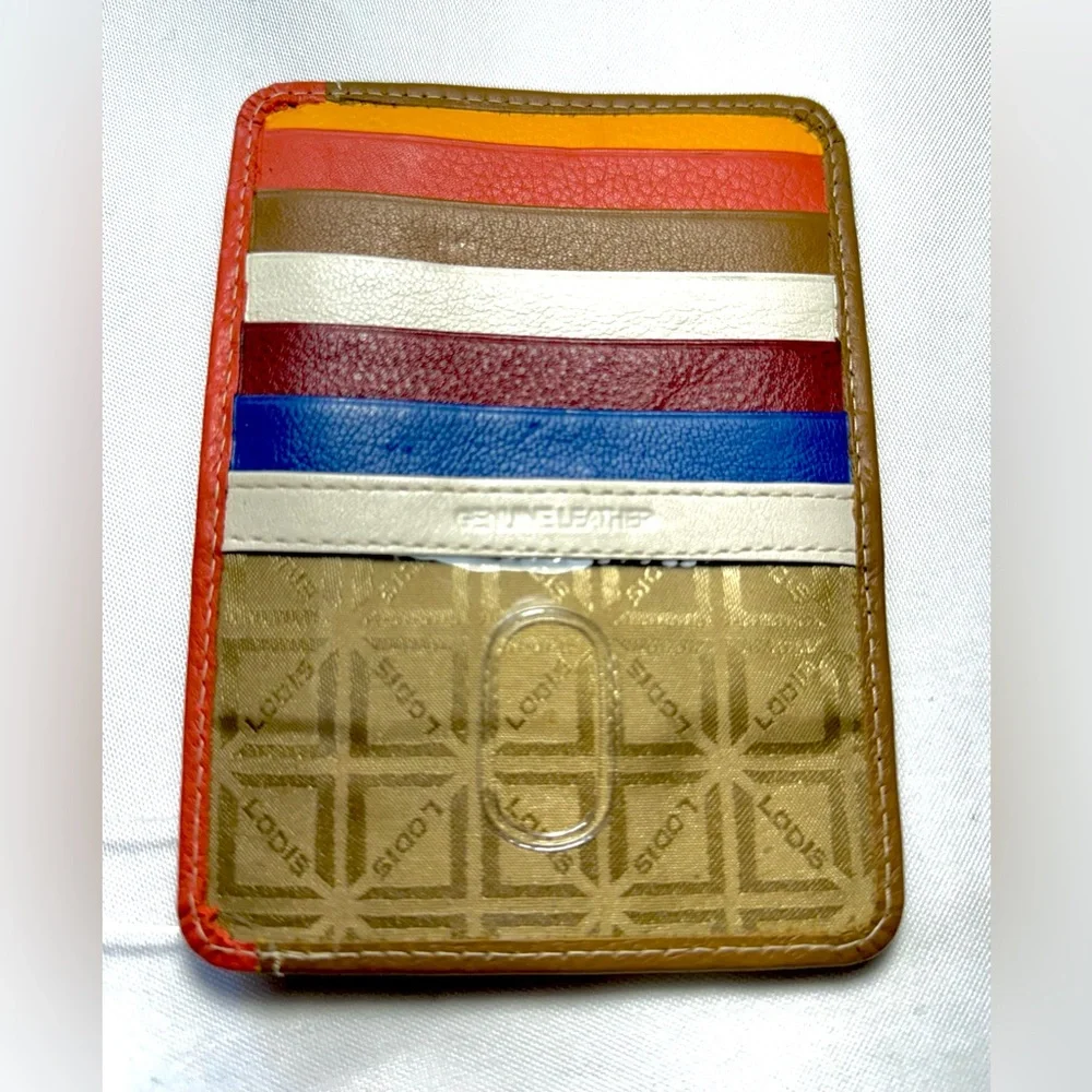 Leather genuine Wallet Card holder multicolor